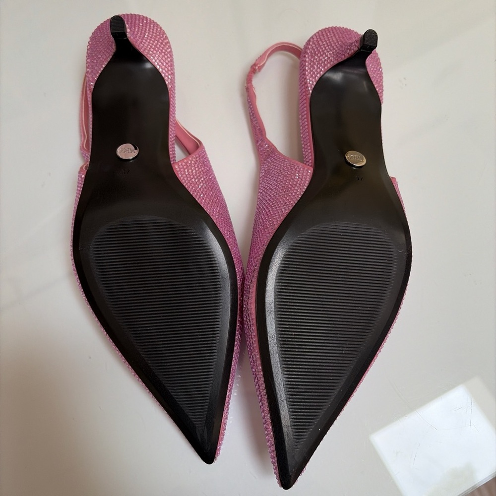 Zara Pink Crystal Slingback Flats - Picture 6 of 7